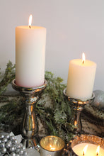 Load image into Gallery viewer, Silver Pedestal Candle Holder Set
