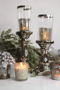 Silver Pedestal Candle Holder Set